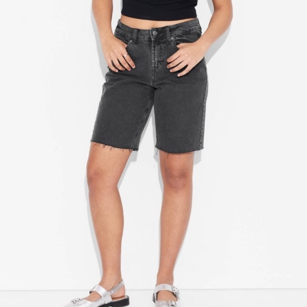 Wild Fable Black Jean Shorts Mid-Rise Denim Bermuda size 16 NWT